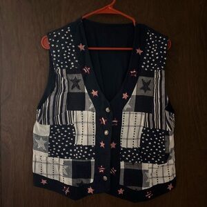 Vintage Grandmacore Patriotic American Vest size large